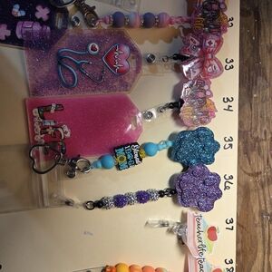 Sparkly Purple and Blue Cloud Keychain